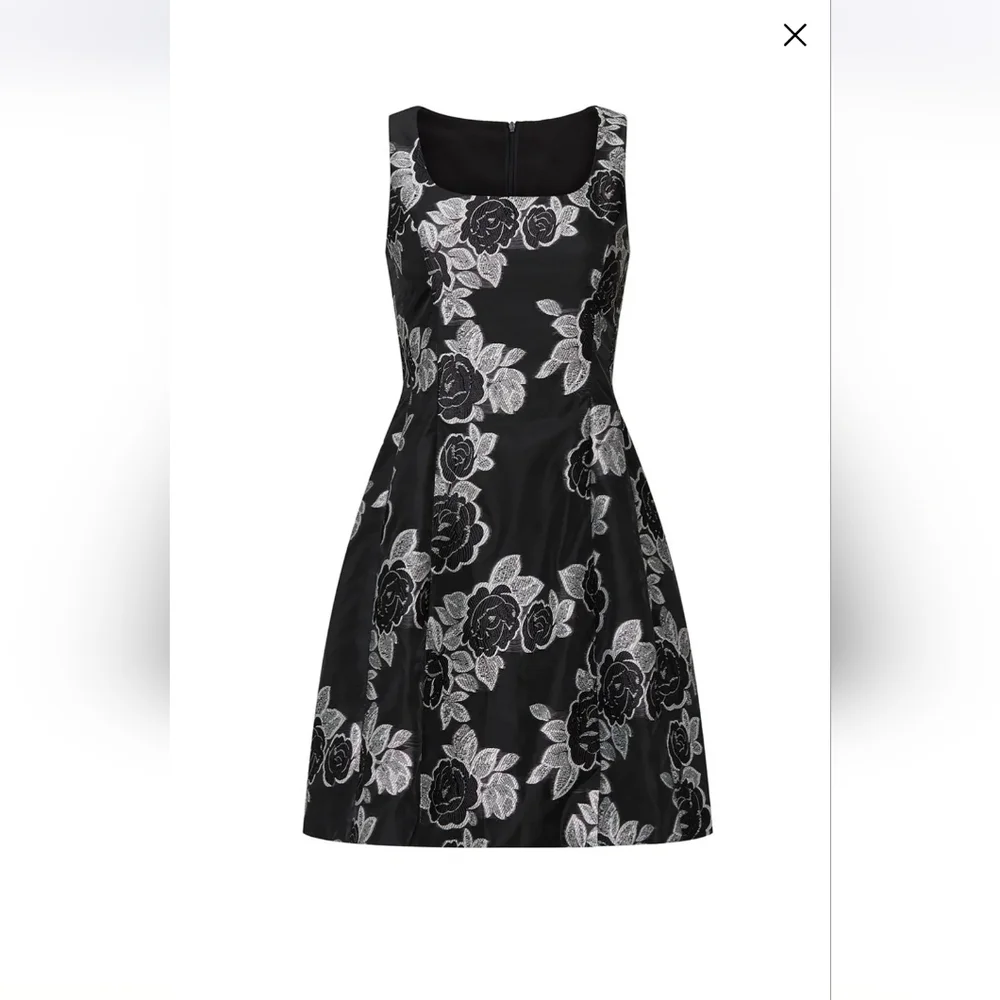 Prabal Gurung Collective Black Floral Jacquard Flare Dress | Rent the Runway - Picture 1 of 7